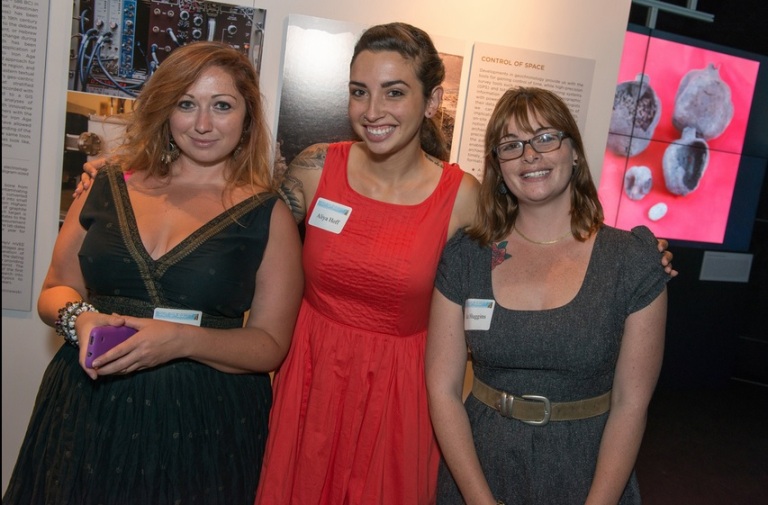Ashley M. Richter with CURIIs Aliya Hoff and Kat Huggins at the opening of Exodus.