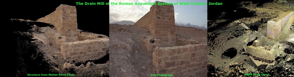 A comparative of imaging techniques at the Wadi Faynan aqueduct's drain mill in Jordan. 