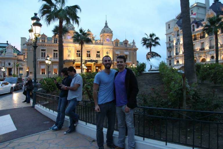 Vid Petrovic and DV outside the Monte Carlo Casino. 