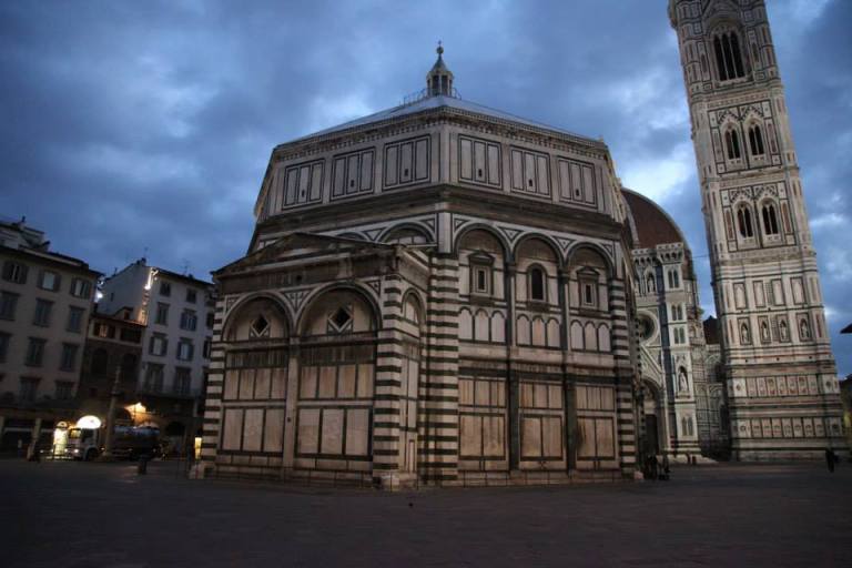 The Baptistery of St. Giovanni, Florence in the super early morning. 