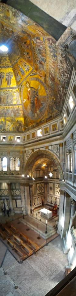 The interior of the Baptistery of St. Giovanni, Florence from the first floor balconies. 