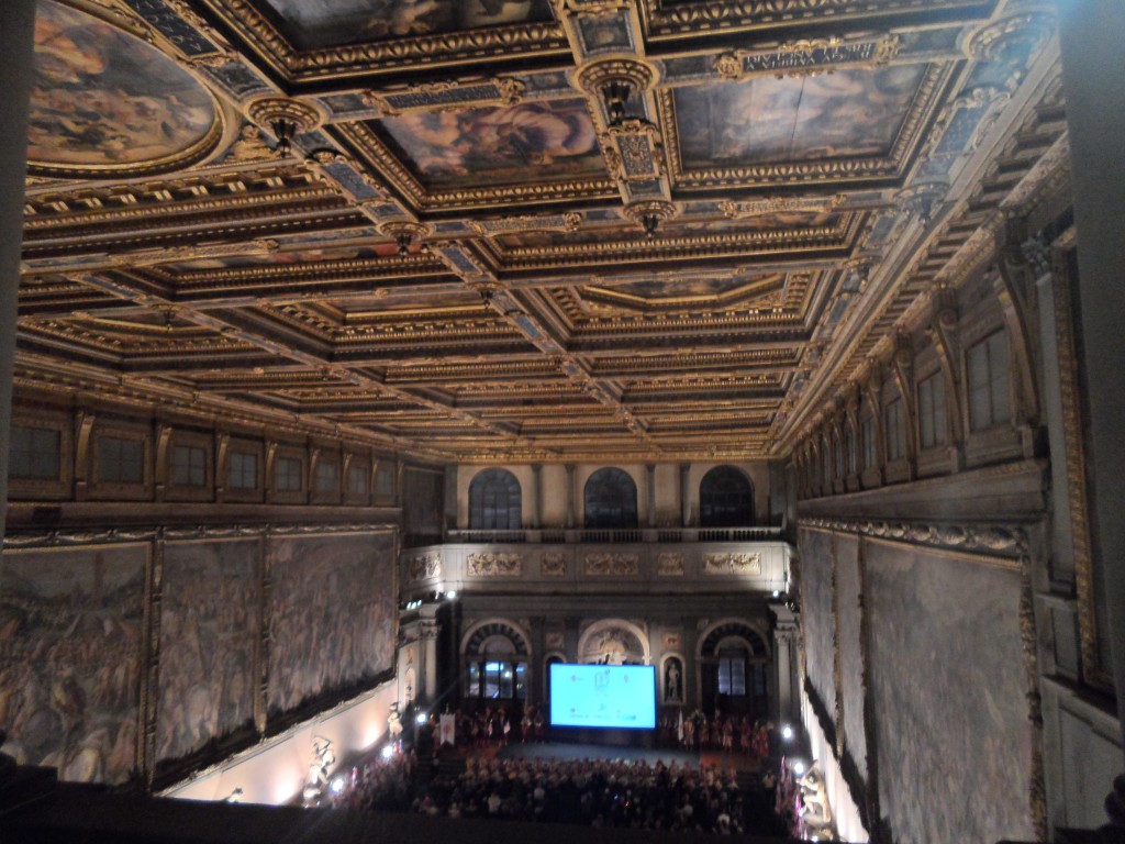 Throughout some of our fieldwork on the upper floors, a local medieval music festival raged in the Salone dei Cinquecento (the Hall of the 500)--the focus of previous team investigations. 